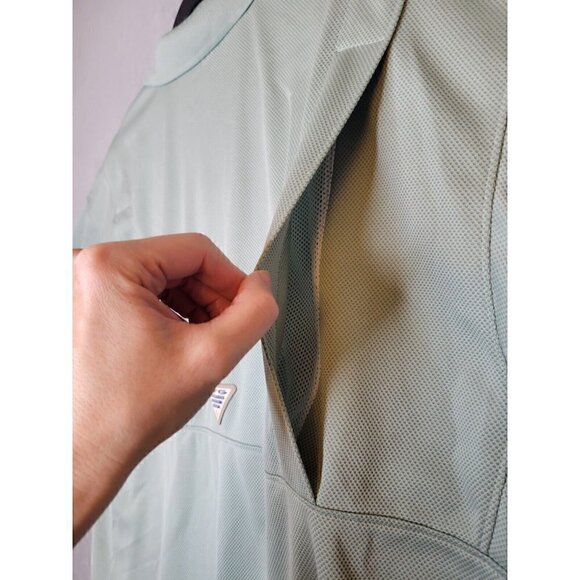 Columbia PFG Omni Shade Shirt Mens XL Green Polo Shooting Fishing Vented Outdoor - Picture 7 of 13